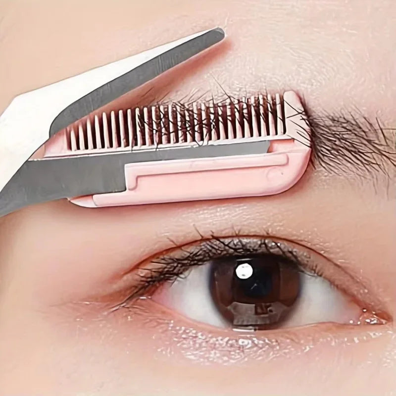 Stainless Steel Eyebrow Trimmer Scissors with Comb | Makeup Tool Eyebrow Trimmer Qme