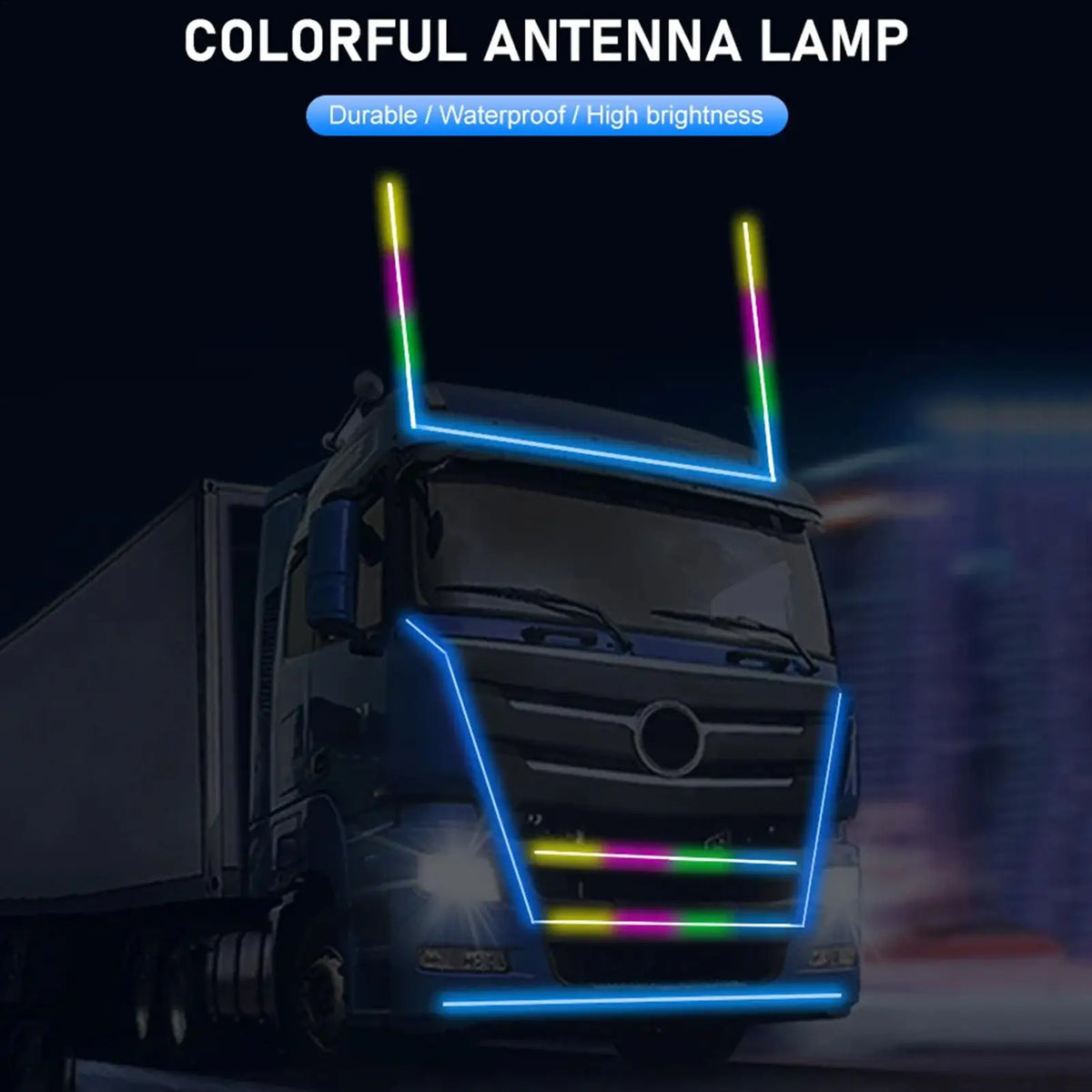 RGB Antenna Flash Light – Waterproof LED Car Light 12-24V RGB Car Antenna Light Qme A