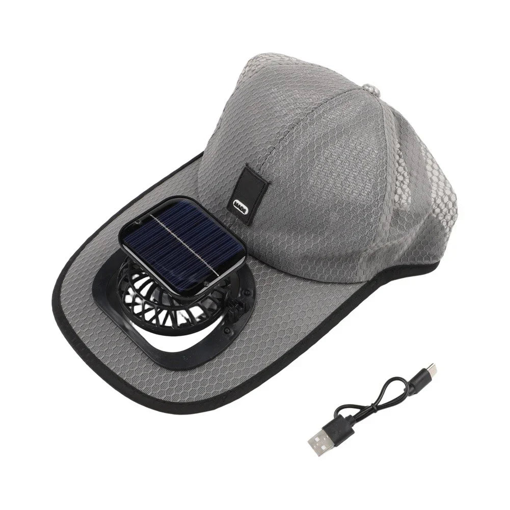 Solar Fan Hat UV Protection Outdoor Cap – Adjustable & Breathable Solar Fan Cap Qme