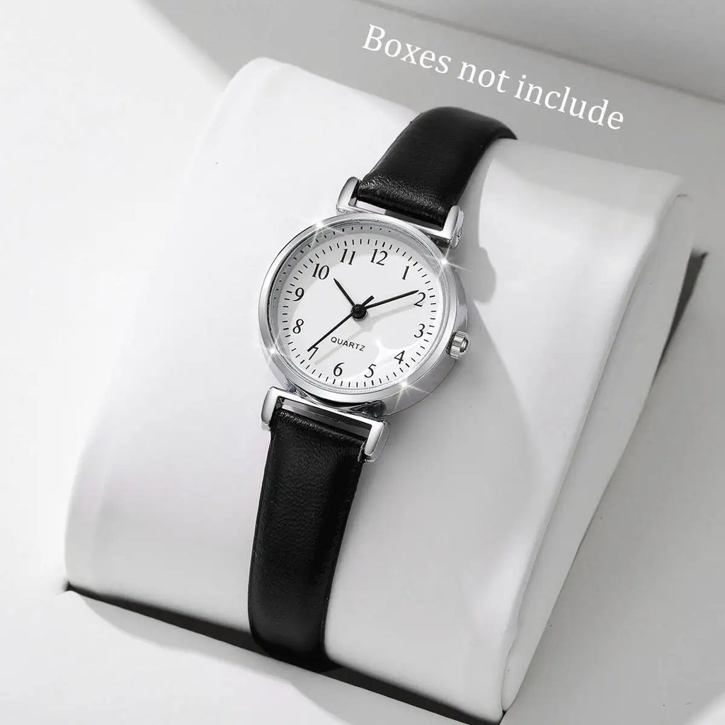 Women's Small Dial Leather Quartz Watch – 3 Colors | CE Cert Women's Quartz Watch Qme Black and white