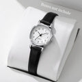 Women's Small Dial Leather Quartz Watch – 3 Colors | CE Cert Women's Quartz Watch Qme Black and white