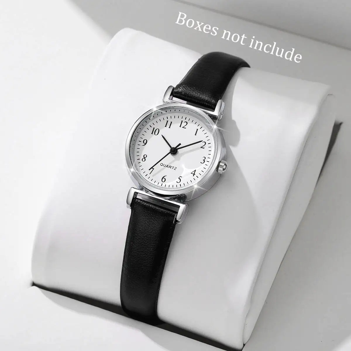 Women's Small Dial Leather Quartz Watch – 3 Colors | CE Cert Women's Quartz Watch Qme Black and white