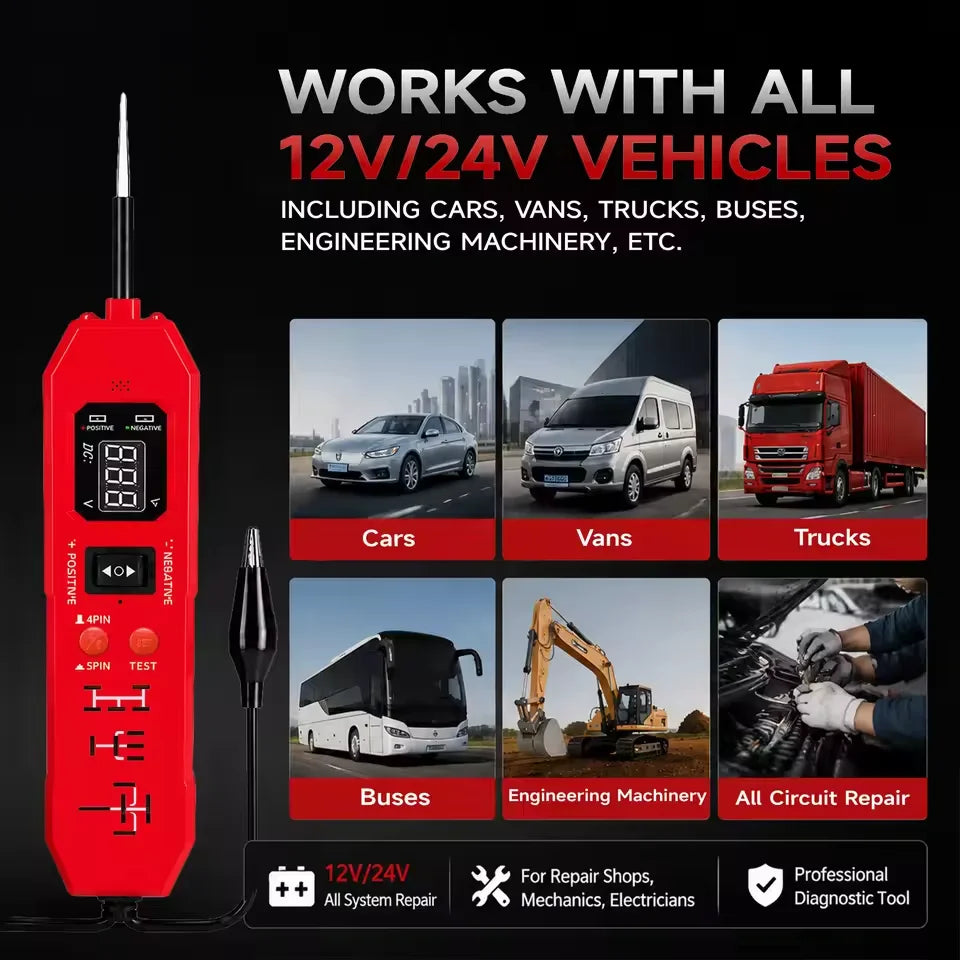 DW833 2-in-1 Automotive Circuit & Relay Tester LED DC 3.5–36V Automotive Diagnostic Tester Qst