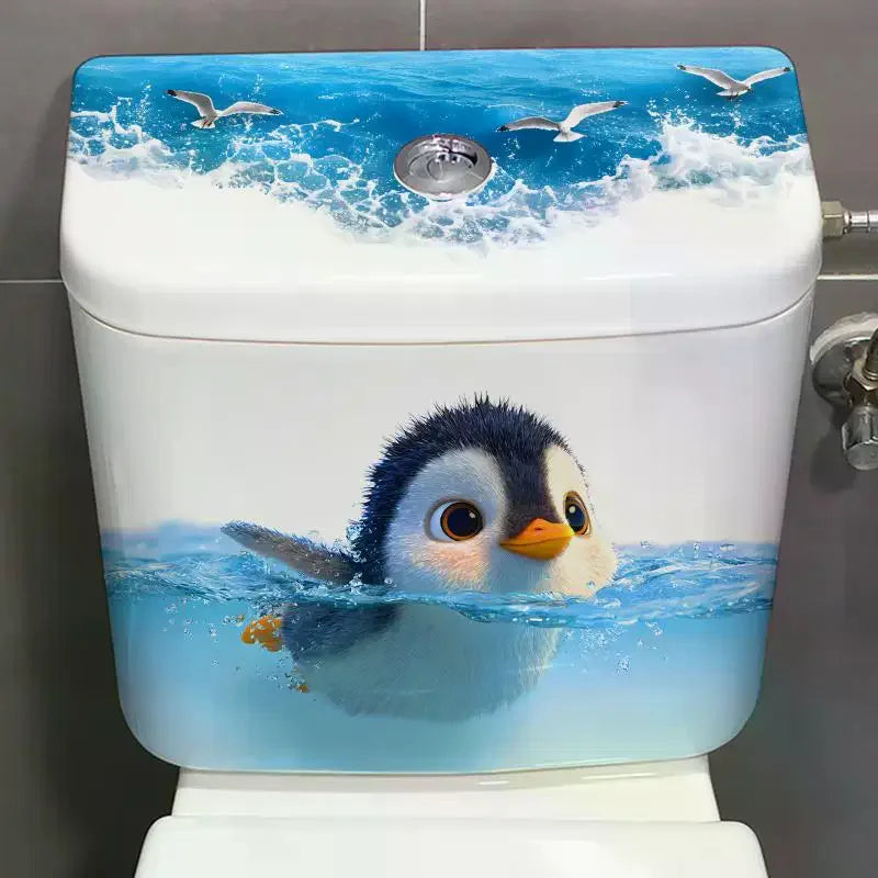 Cute Penguin Waterproof Toilet Stickers – Self-Adhesive Decals Decorative Wall Sticker Qme