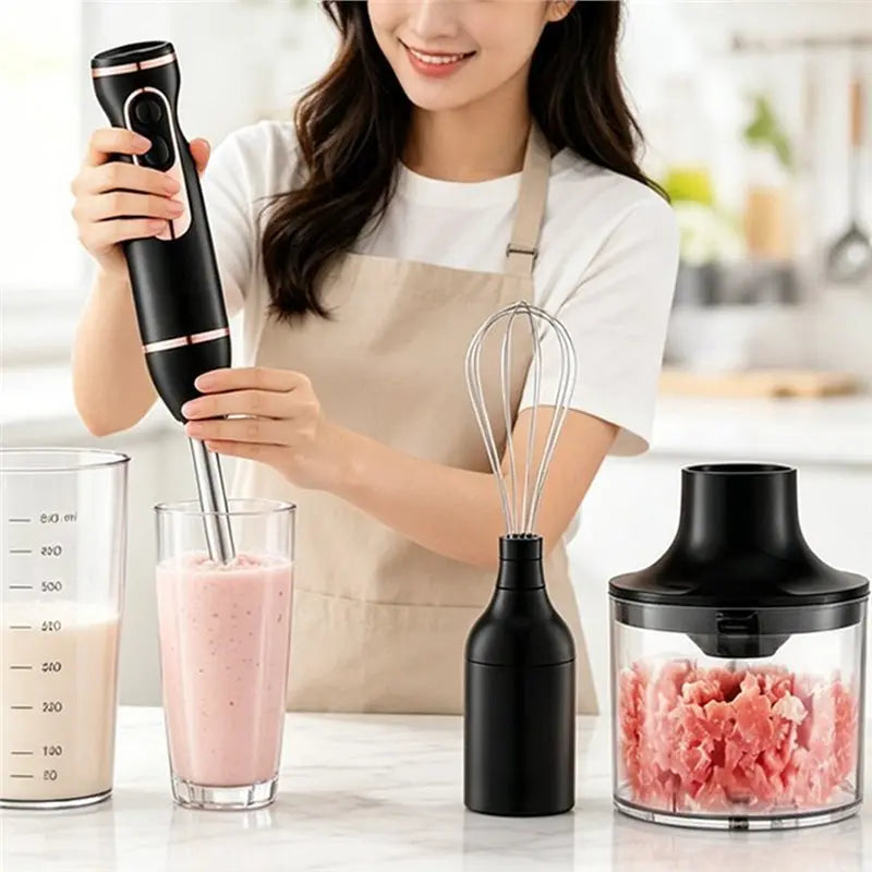 4-in-1 Immersion Blender 400W – Stick Mixer, Whisk & Chopper Immersion Blender Qst As Shown 220V-240V EU Plug