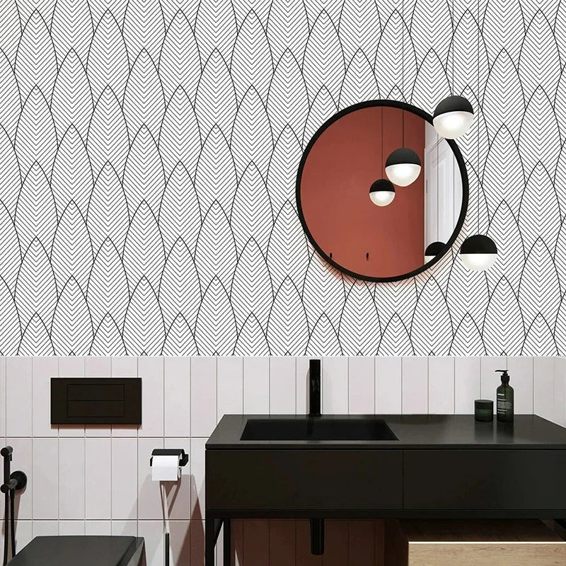 Black & White Geometric Peel & Stick Wall Contact Paper Peel & Stick Wallpaper Qme