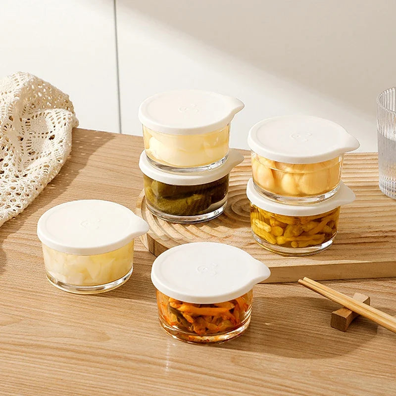 Borosilicate Glass Round Food Storage Container – Microwave Safe Glass Storage Container Qme White
