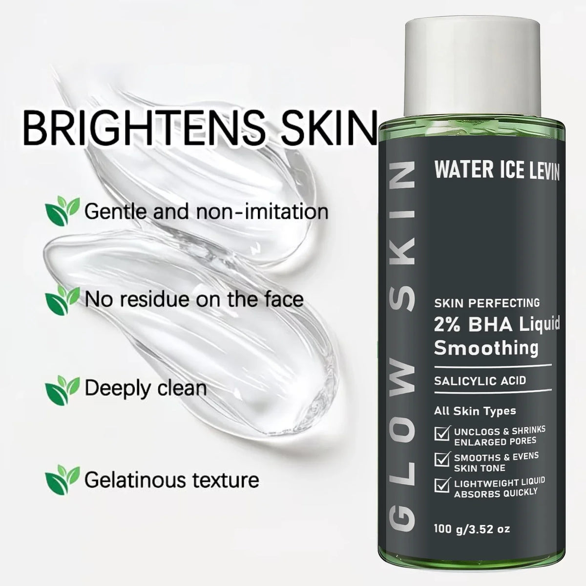 BHA Salicylic Acid Gel with Aloe Vera & Collagen | Glow Skin 2 BHA Facial Gel Qme