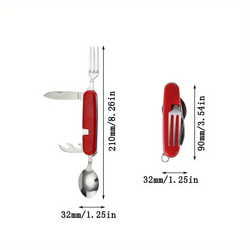 Folding Stainless Steel Cutlery Set – Spoon Fork Knife Combo Folding Cutlery Set Qme