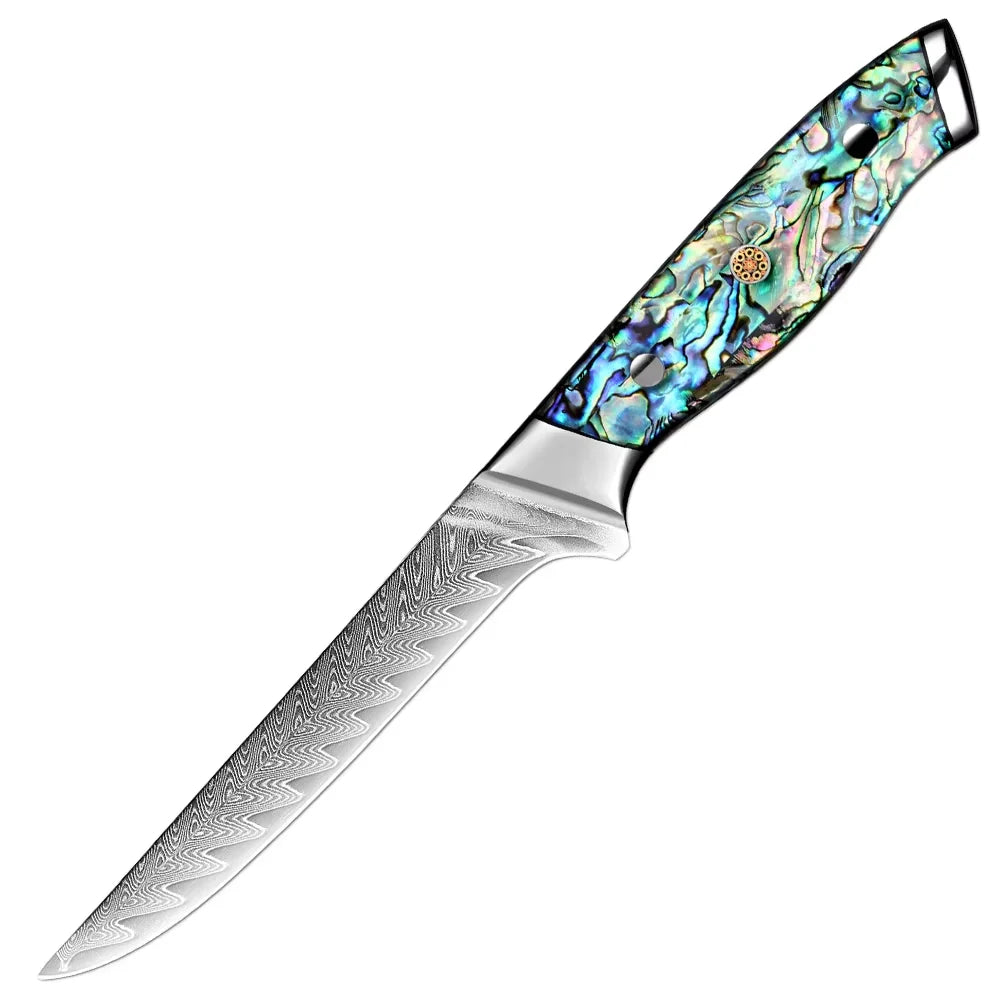 XITUO Damascus Steel Boning Fillet Knife – Curved Flexible Blade Boning Fillet Knife Qst