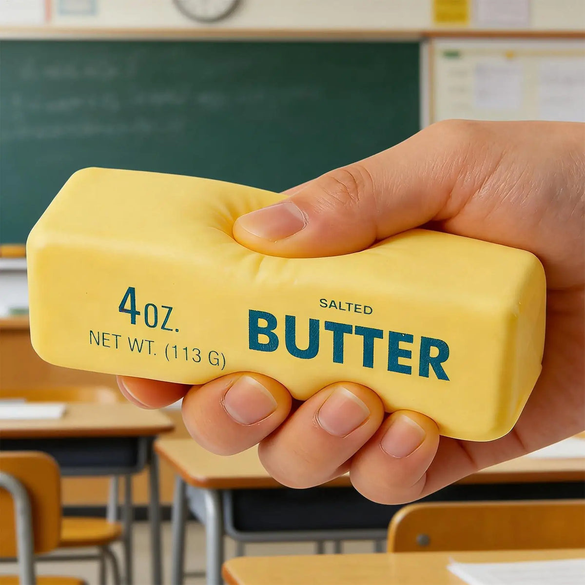Realistic Butter Fidget Squeeze Toy – Slow Rebound PU Foam Fidget Squeeze Toy Qme