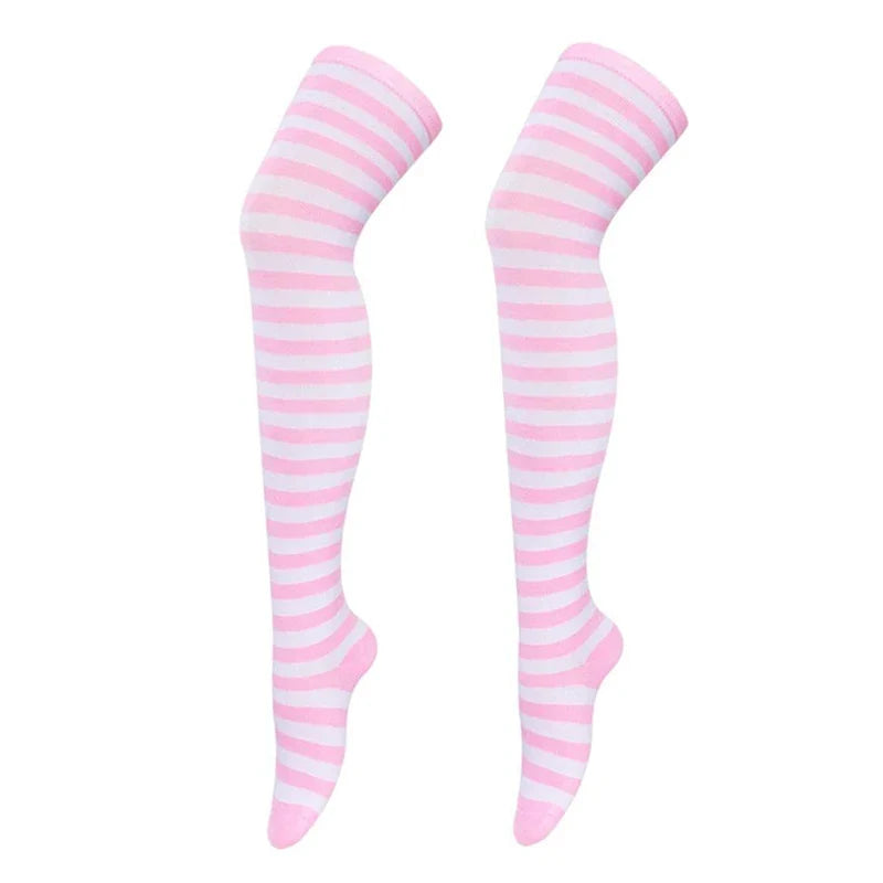 Over Knee Thigh High Socks – Japanese Striped Cotton, 11 Colors Thigh High Socks Qme W-3 one size
