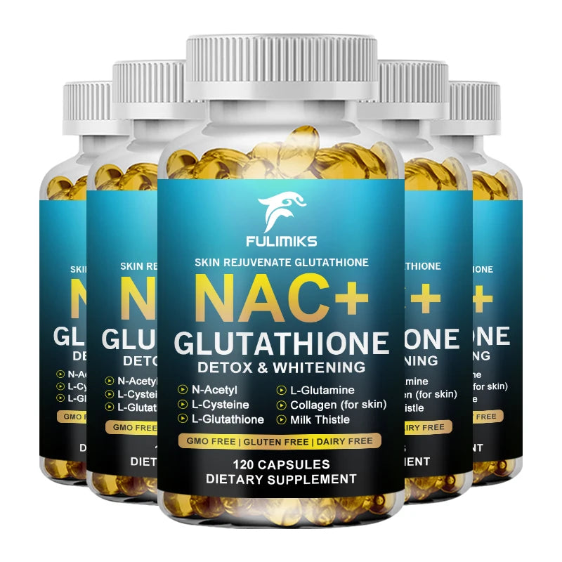 NAC + Glutathione Supplement – Antioxidant & Skin Wellness 120ct Dietary Supplement Qst 120pcs - 5Bottles