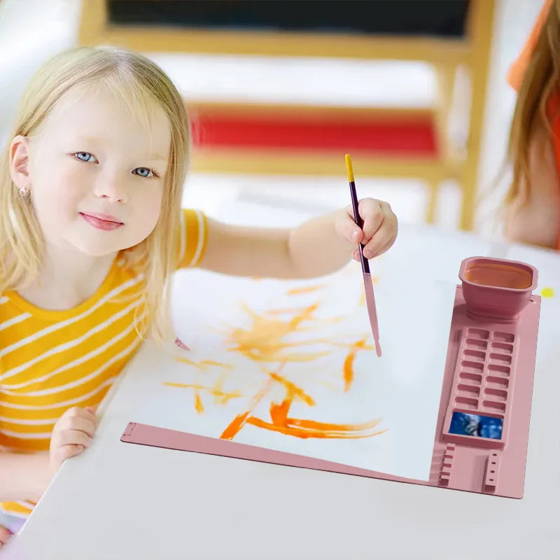 Silicone Art Painting Mat & Brush Holder – Washable Craft Pad Silicone Art Craft Mat Qme