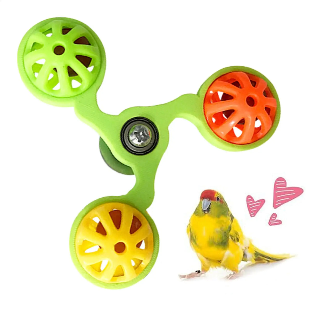 Rotating Windmill Bird Toy with 3 Bells – Parakeet & Conure Bird Cage Toy Qme