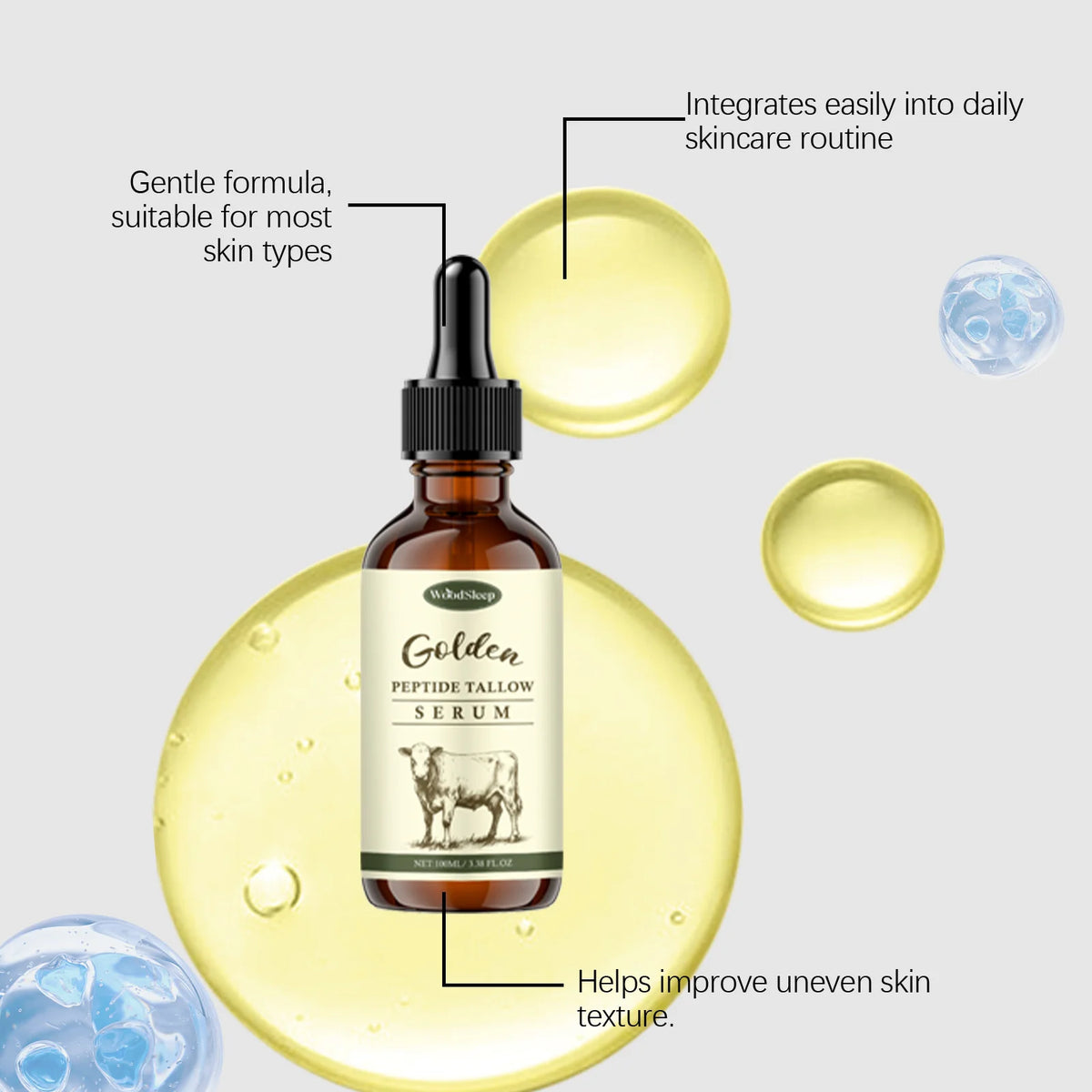 WOODSLEEP Golden Peptide Beef Tallow Face Serum 100ml Face Serum Qst