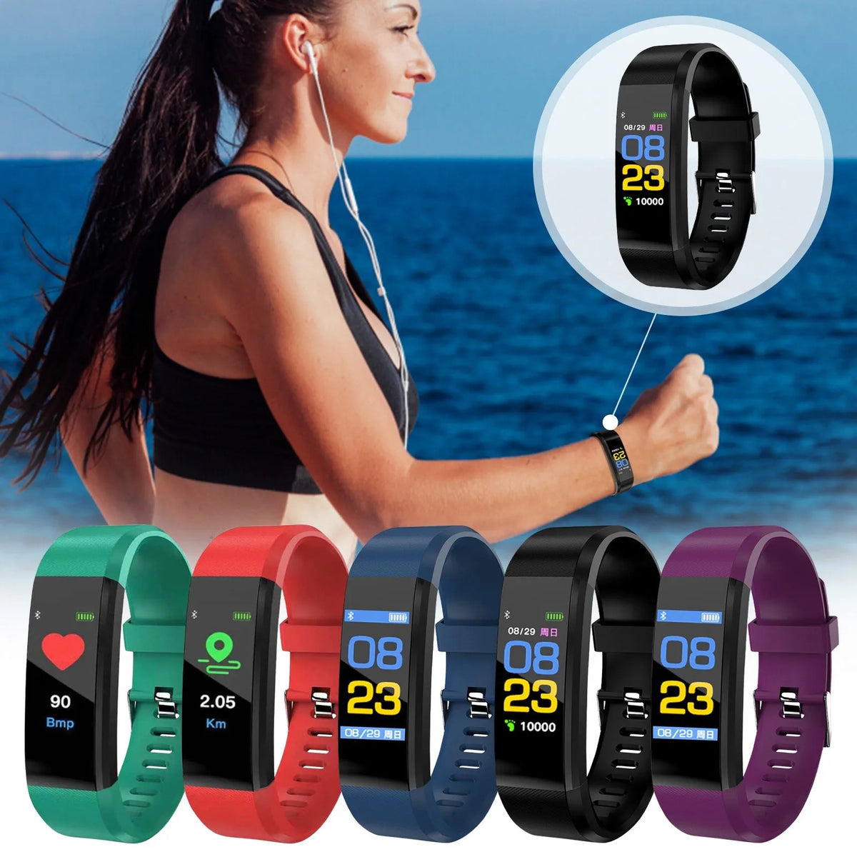Waterproof Smart Fitness Bracelet – Sleep & Heart Rate Tracker Smart Fitness Bracelet Qme