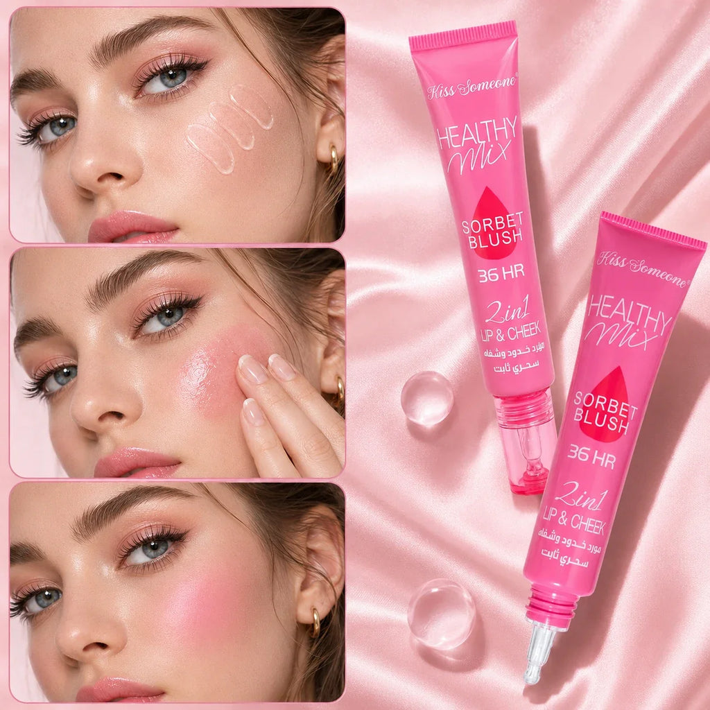 Qme Waterproof Lip Oil & Powder Blusher – Warm Glow 2-in-1 Lip Oil & Blusher Qme