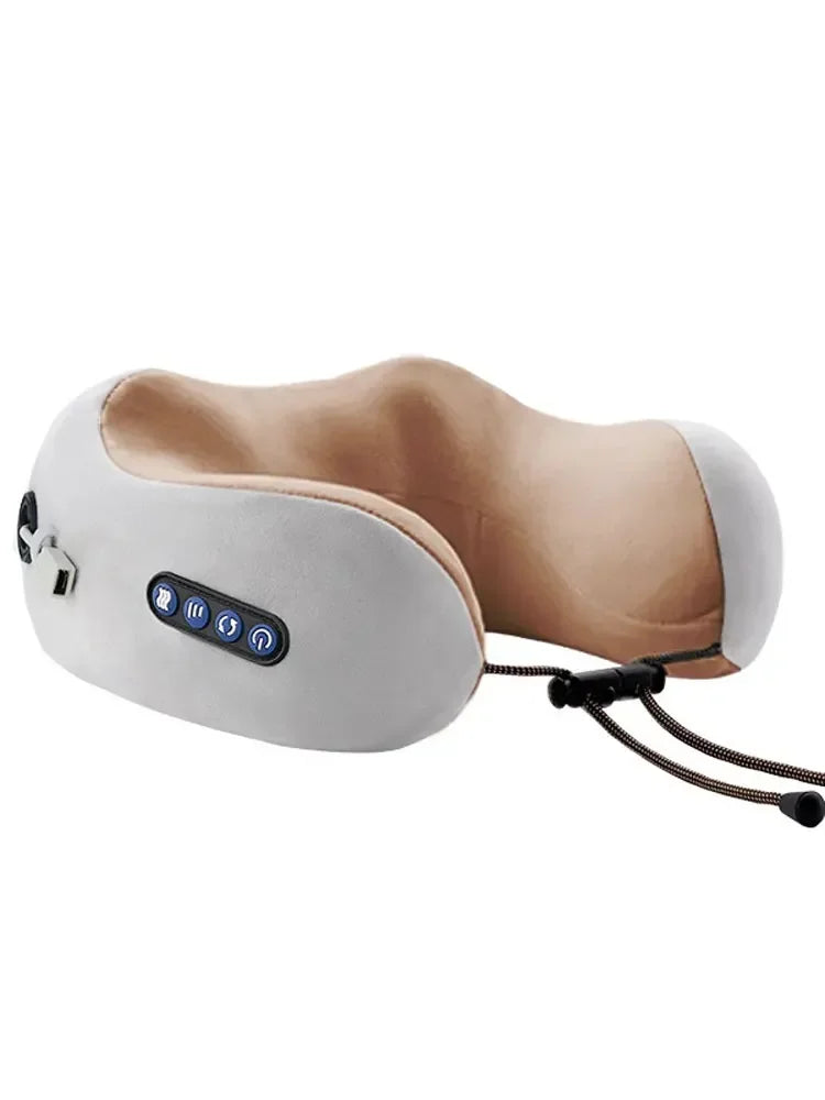 PAQIN U-Shaped Electric Neck Massager Pillow – Travel & Home Neck Massage Pillow Qst Brown