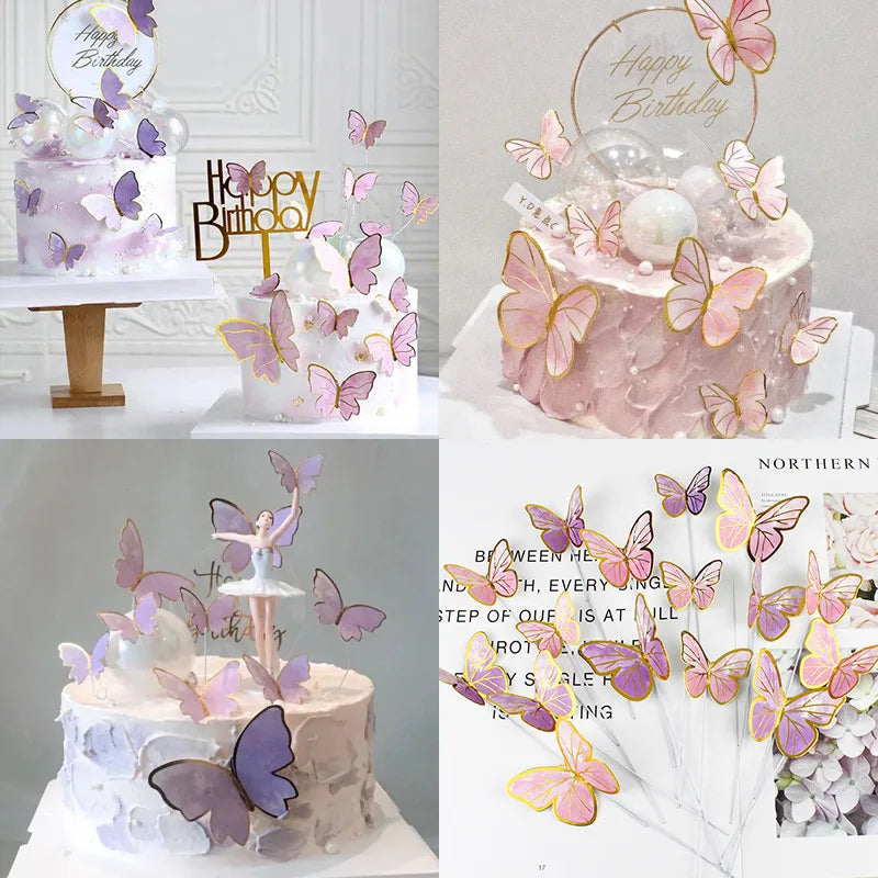 Butterfly Cake Toppers – Birthday, Wedding & Party Baking Cake Topper Set Qme