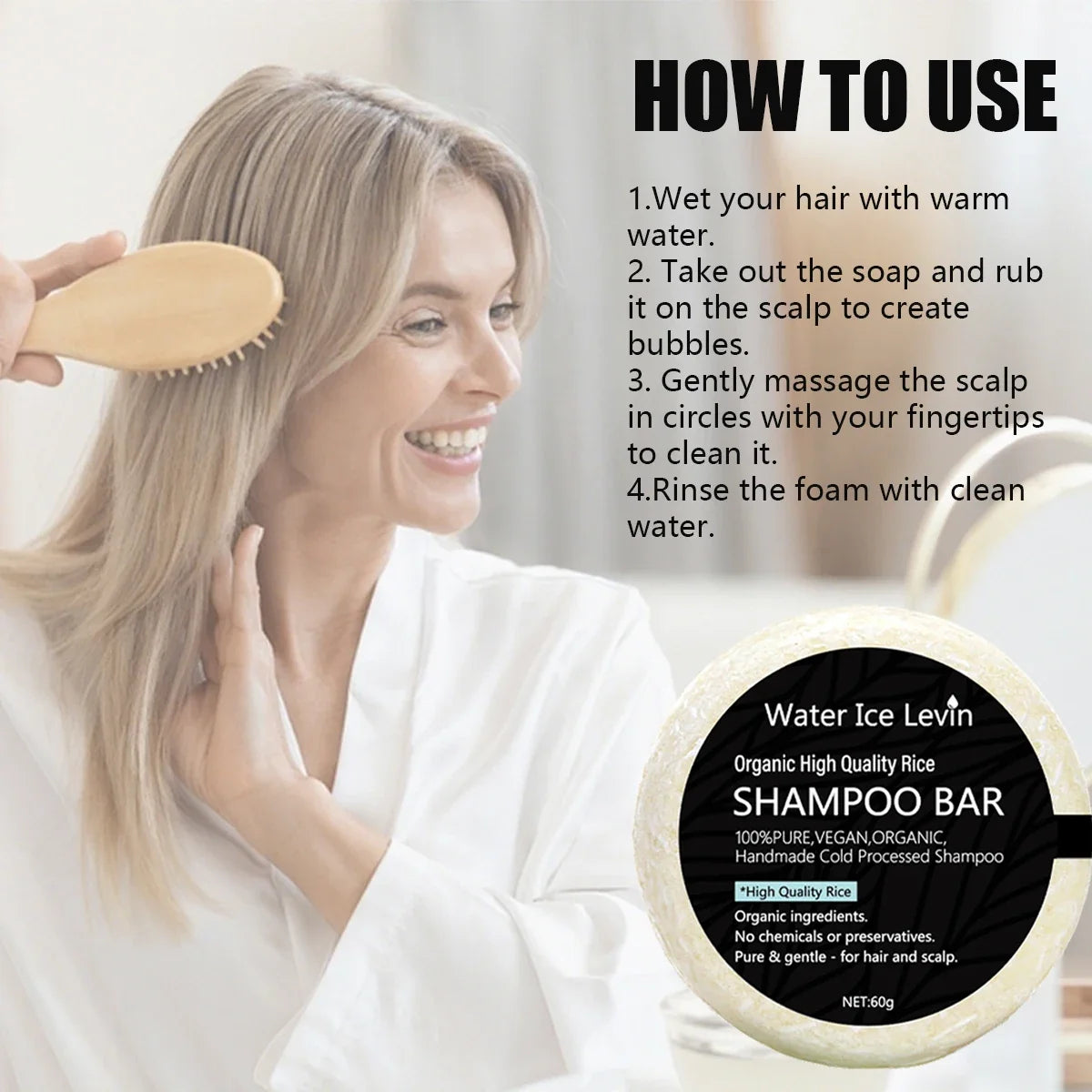 Organic Rice Shampoo Bar – Shea Butter & Coconut Oil Solid Shampoo Bar Qme