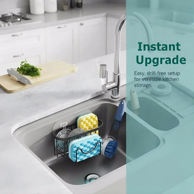 Stainless Steel Sink Sponge Holder – Suction Cup & Hook Sink Sponge Holder Qme