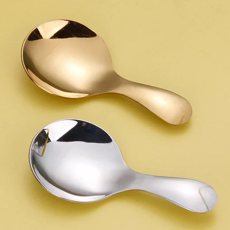 Gold Stainless Steel Short Handle Spoon – Tea, Coffee & Ice Cream Kitchen Spoon Qme