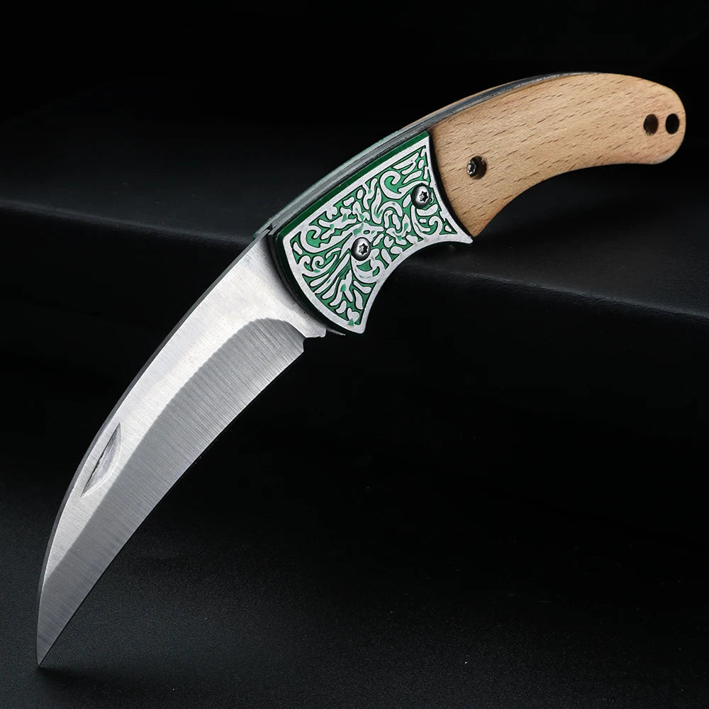 XUANFENG Wooden Handle Folding Pocket Knife – Camping EDC Folding Pocket Knife Qst
