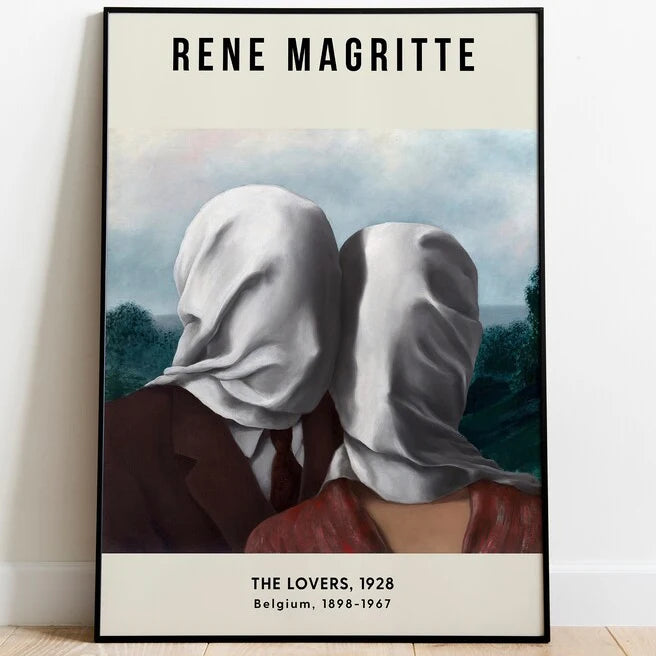 Magritte Surrealism Canvas Wall Art – Modern Nordic Poster Print Canvas Wall Art Qst D 20X25cm No Framed