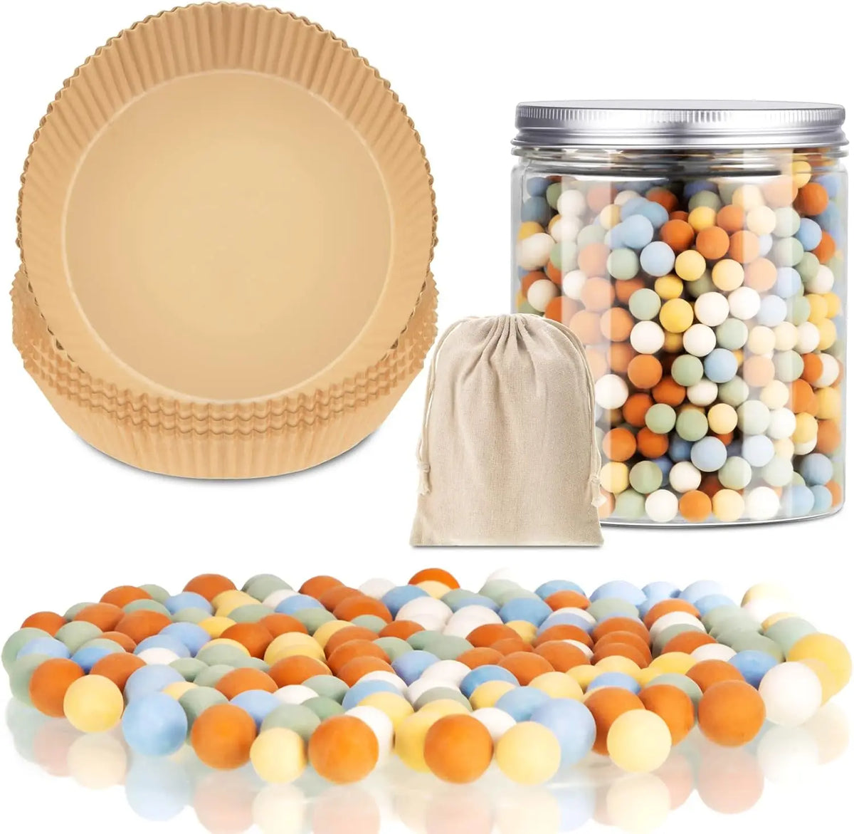 Ceramic Pie Weights 1.5 lb with 50 Parchment Liners | Blind Bake Ceramic Pie Weights Qme 1 set