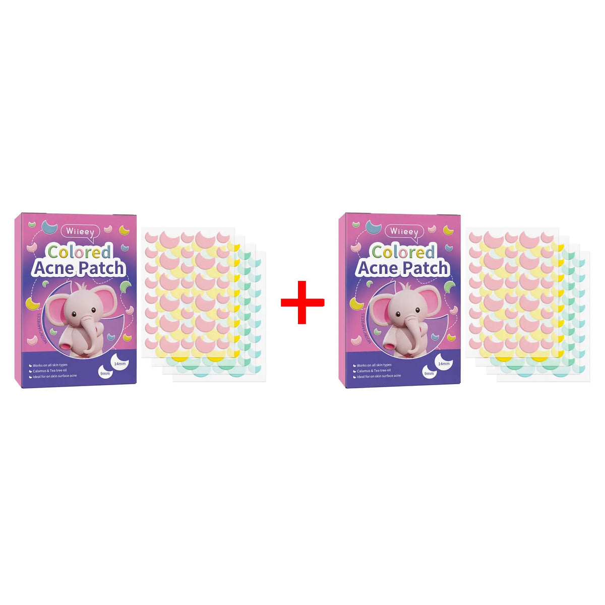 Wiieey Star Acne Patches – Colorful Pentagram Pimple Stickers Acne Patch Stickers Qst Moon 144pcs x 2
