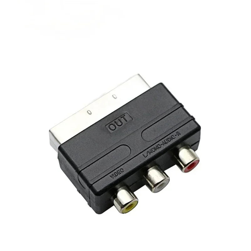 21-Pin SCART to 3-RCA AV Adapter for TV DVD VCR Game Console AV Cable Adapter Qme