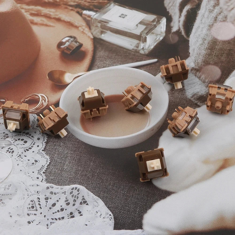 Caramel Latte V2 Linear Pre-Lubed 5-Pin MX Mechanical Switches Mechanical Keyboard Switches Qme