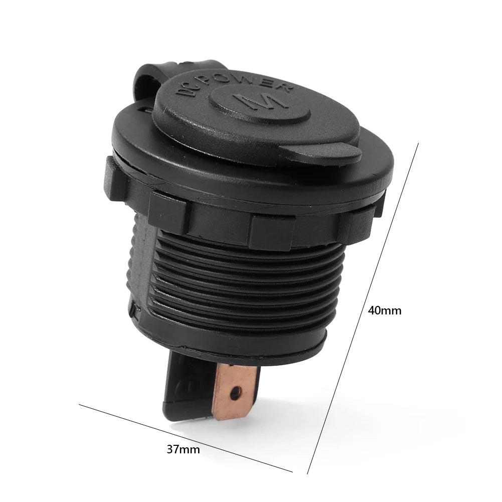 12V DIN Socket Panel Mount & Weather Cap – Car Boat Motorcycle Vehicle Power Socket Qme