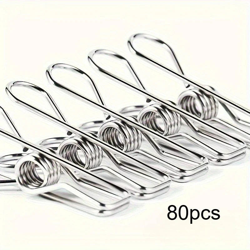 Stainless Steel Clothes Clips – Durable Metal Laundry Pegs Metal Laundry Clips Qme 80pcs
