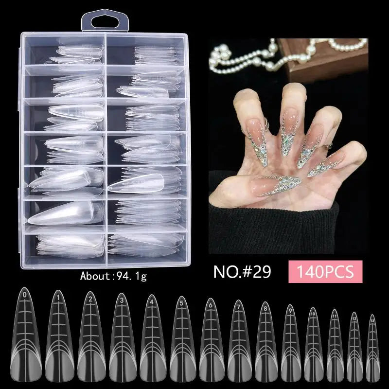 Clear Curved Stiletto False Nail Tips Eagle Claw 120/140 Pcs False Nail Tips Qst A29