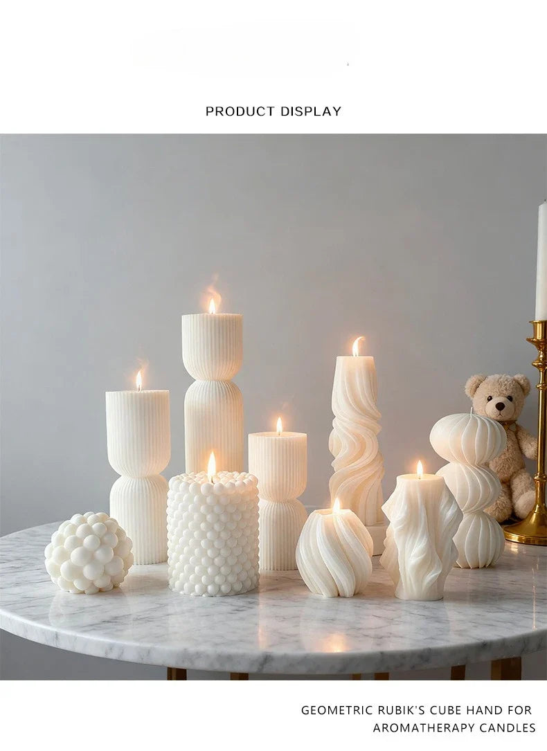 Nordic Minimalist Soy Scented Candle | Home & Wedding Decor Scented Pillar Candle Qme