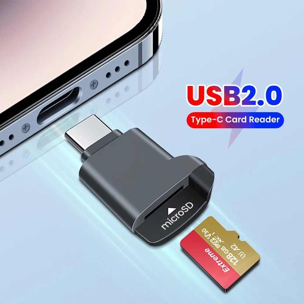 USB 2.0 MicroSD Card Reader Adapter – 2TB Support, Plug & Play MicroSD Card Reader Qme