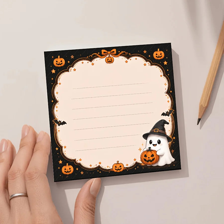 Halloween Ghost & Jack-o'-Lantern Cartoon Memo Notepad Halloween Memo Notepad Qme