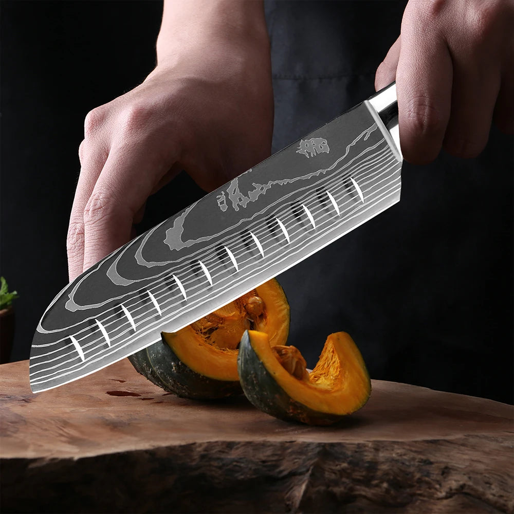 XITUO 6-Piece Kitchen Knife Set – Damascus Santoku Blades Kitchen Knife Set Qst