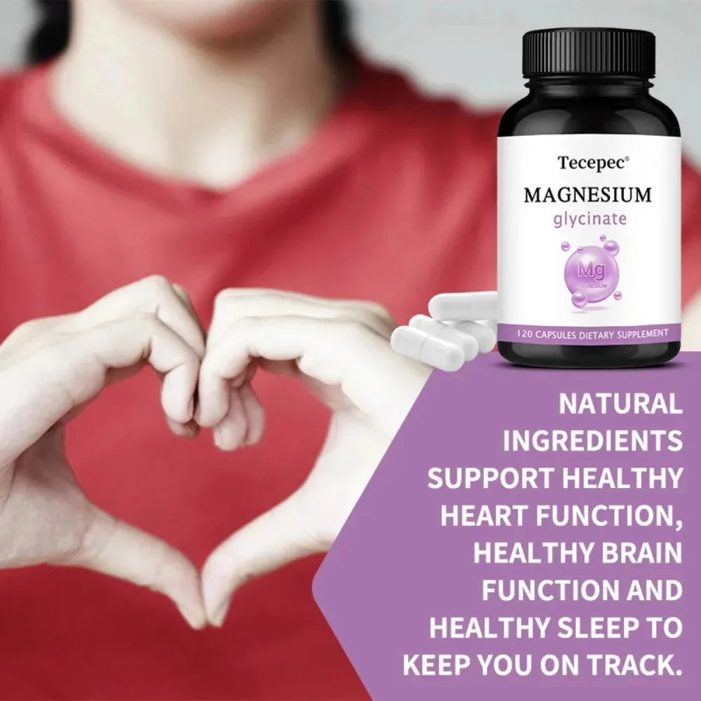 Magnesium Glycinate 120 Veg Capsules – Heart & Muscle Support Mineral Supplement Qst