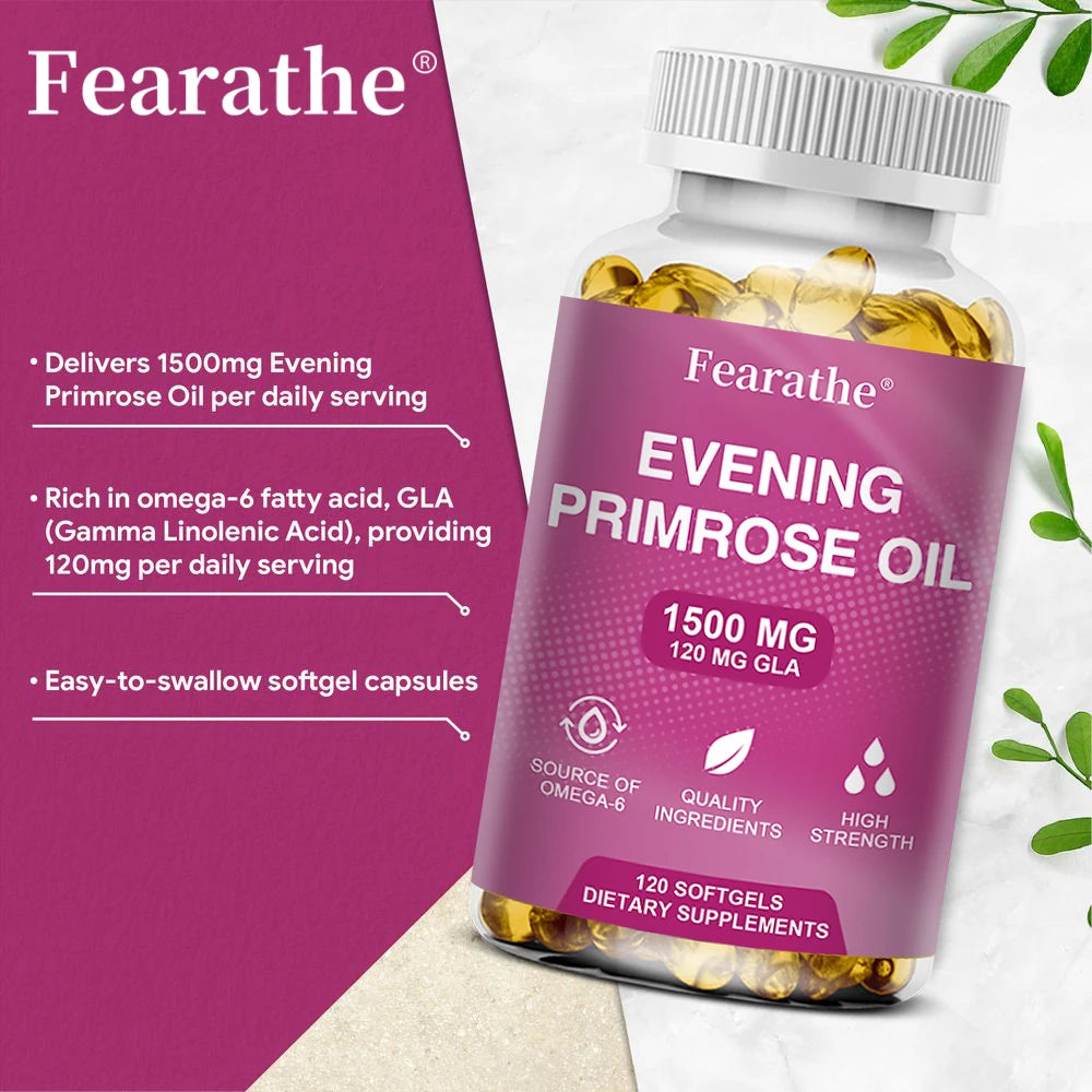Evening Primrose Oil 120 Capsules – Cold Pressed GLA Supplement Herbal Oil Supplement Qst