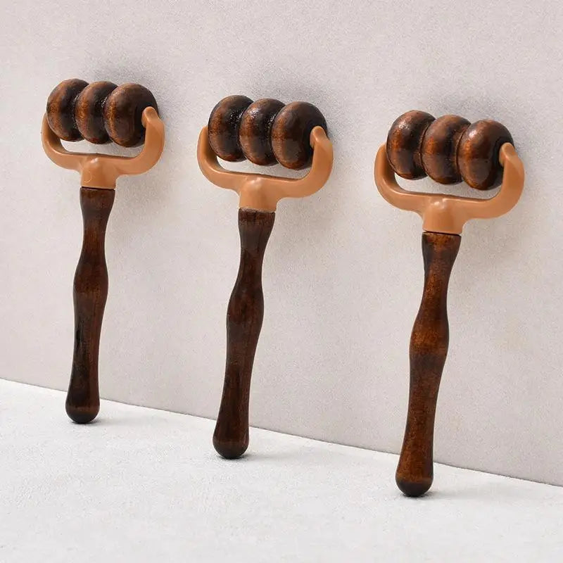 Handheld Wooden Massage Roller – Neck, Shoulder & Head Wooden Massage Roller Qme