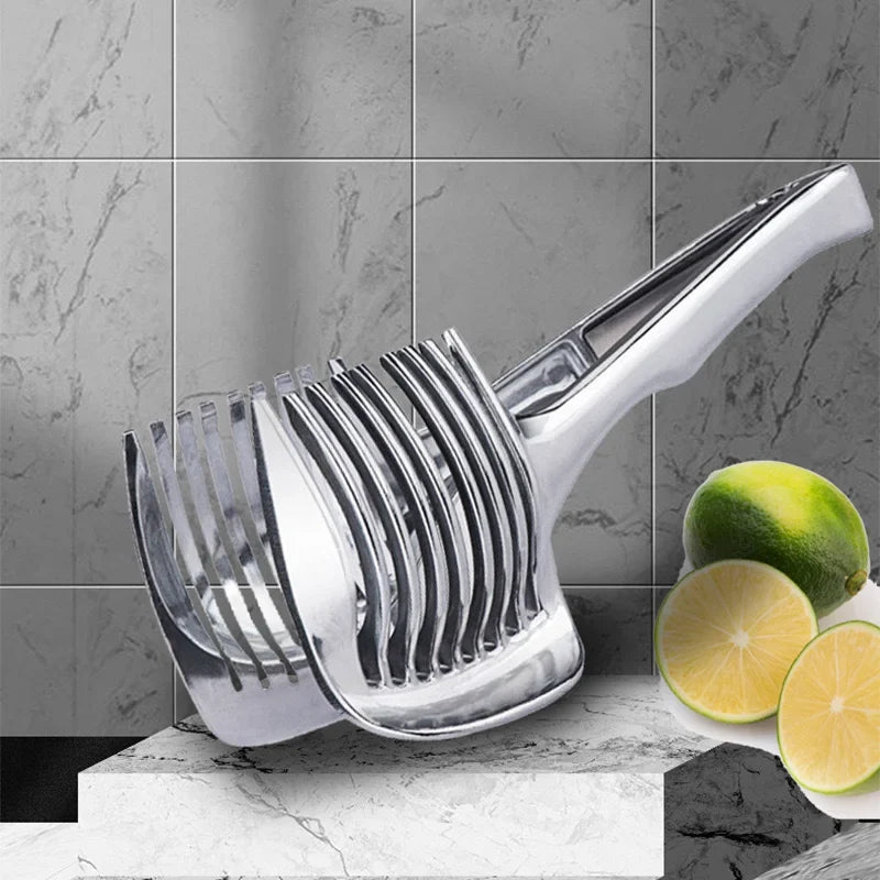Stainless Steel Handheld Fruit & Vegetable Slicer | Lemon Cutter Handheld Fruit Slicer Qme silvery