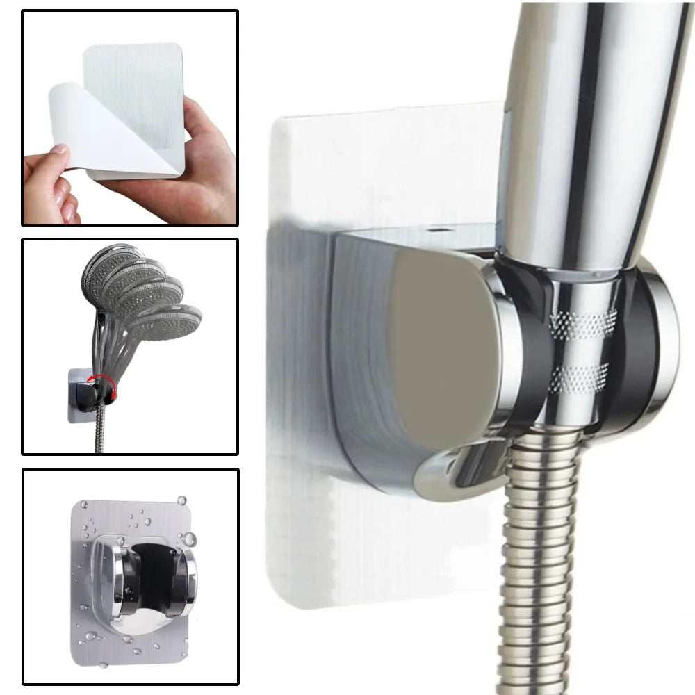 Self-Adhesive Shower Head Bracket | Adjustable Wall Mount Holder Shower Head Bracket Qme