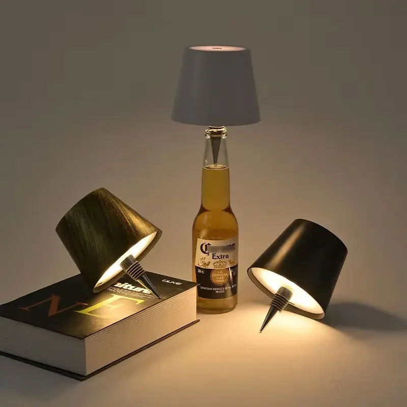 Wine Bottle LED Wireless Table Lamp | 3-Color Dimmable USB LED Table Lamp Qme