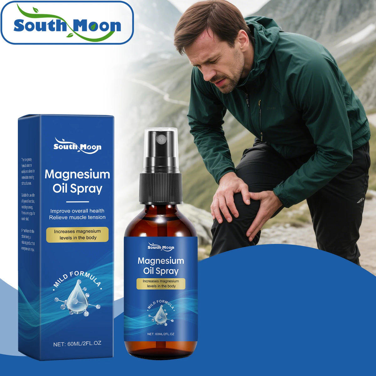 South Moon Magnesium Oil Spray 60ml – Muscle & Sleep Support Magnesium Body Spray Qst