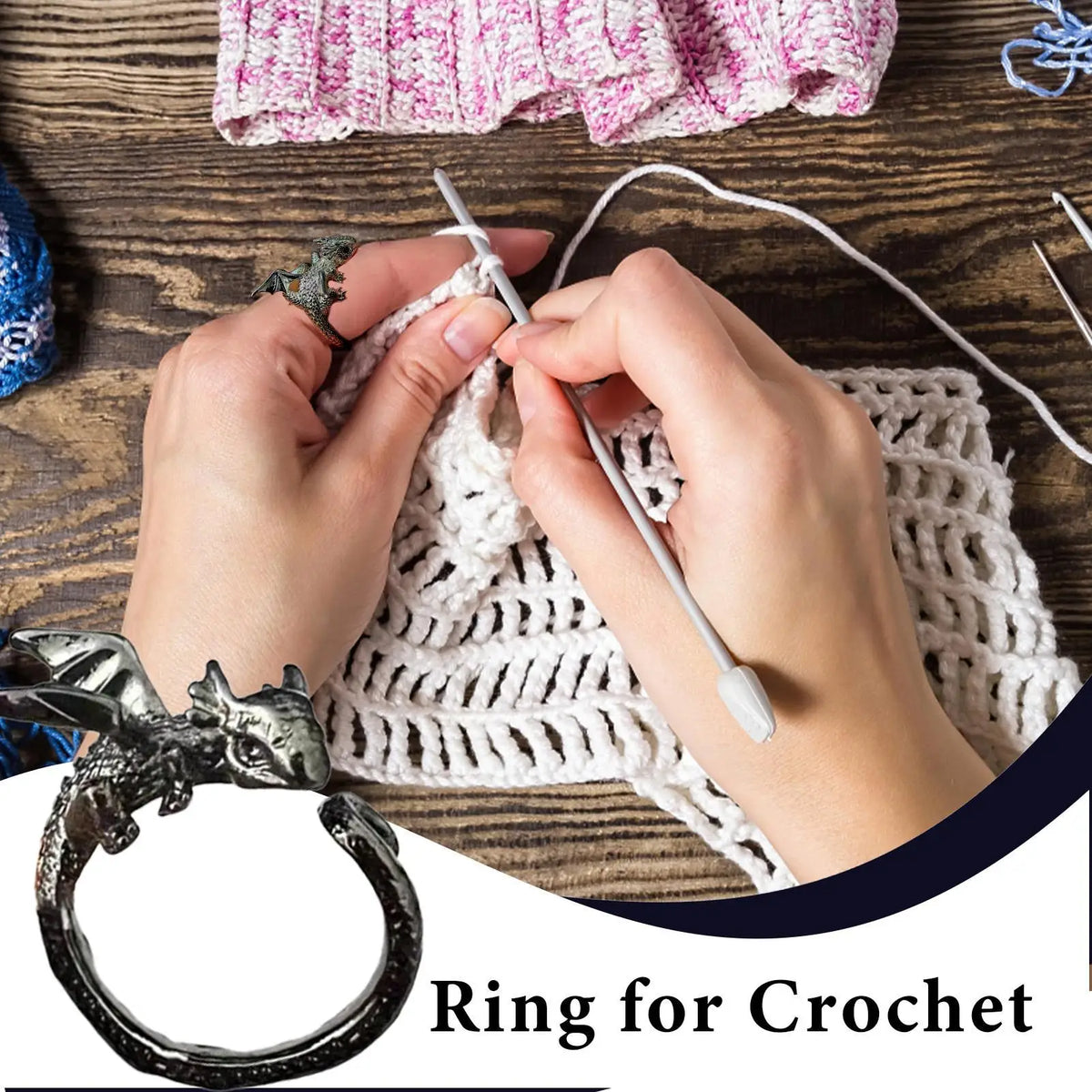Dragon Adjustable Yarn Tension Ring for Crochet & Knitting Crochet Tension Ring Qme