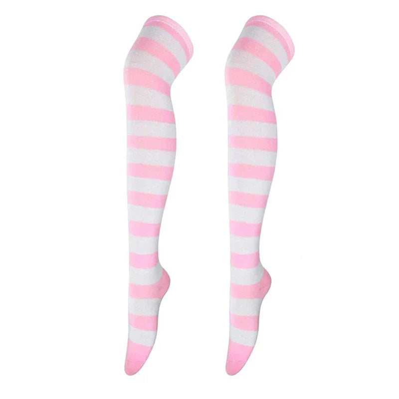 Over Knee Thigh High Socks – Japanese Striped Cotton, 11 Colors Thigh High Socks Qme W-4 one size