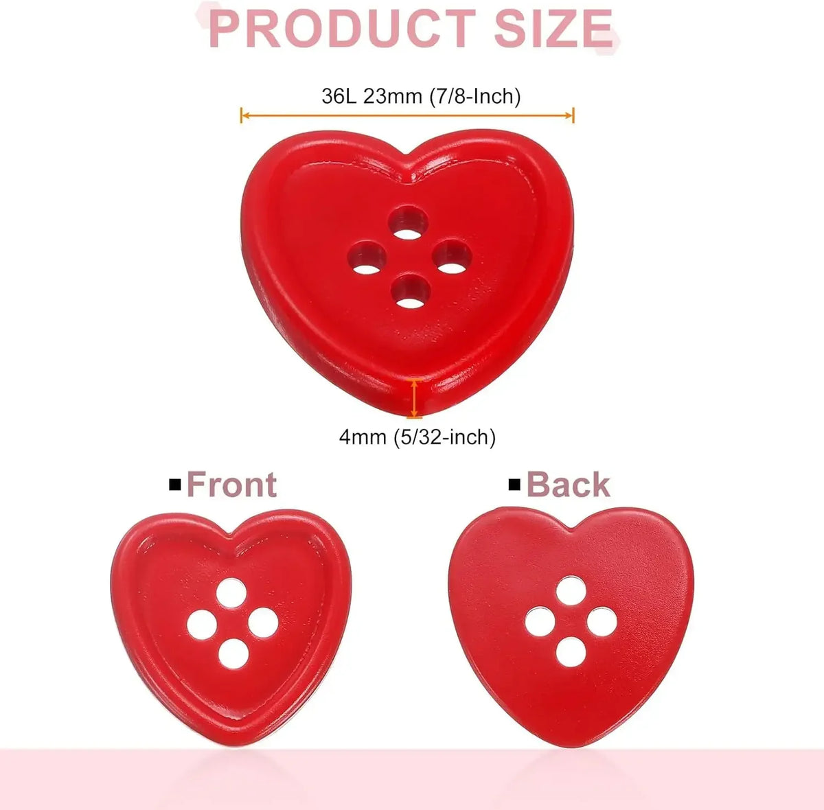 Vintage Burgundy Heart-Shaped Buttons – 20pcs for Coats & Sweaters Decorative Sewing Buttons Qme